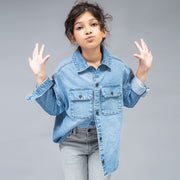 Oversized Deni Shirt With Pockets (Bleach Stone Wash)